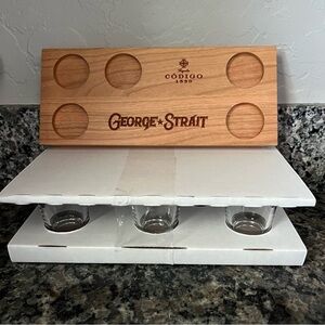 George Strait Codigo 1530 Tequilla 5 Shot Glass Flight Tray And Glasses NIB